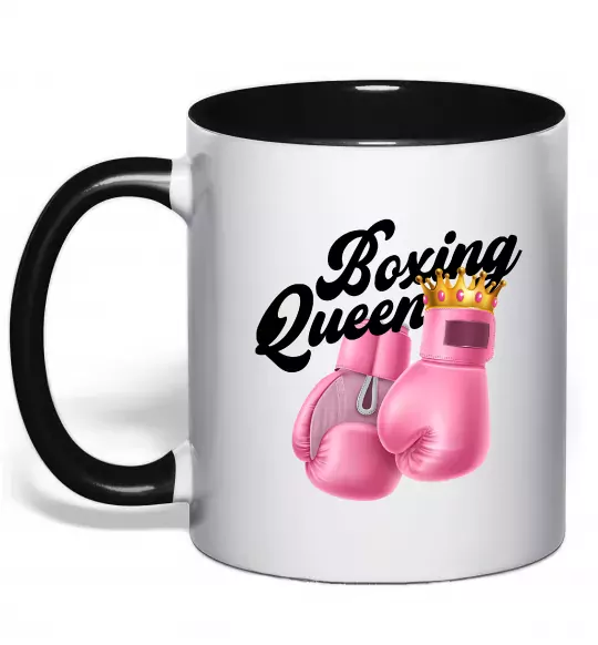 Чашка с цветной ручкой Boxing queen Черный фото