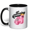 Чашка с цветной ручкой Boxing queen Черный фото