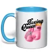 Чашка с цветной ручкой Boxing queen Голубой фото