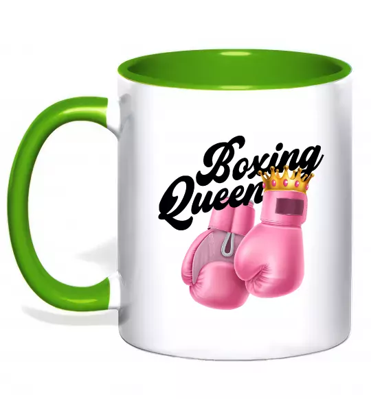 Чашка с цветной ручкой Boxing queen Зеленый фото