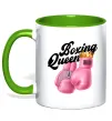 Чашка с цветной ручкой Boxing queen Зеленый фото