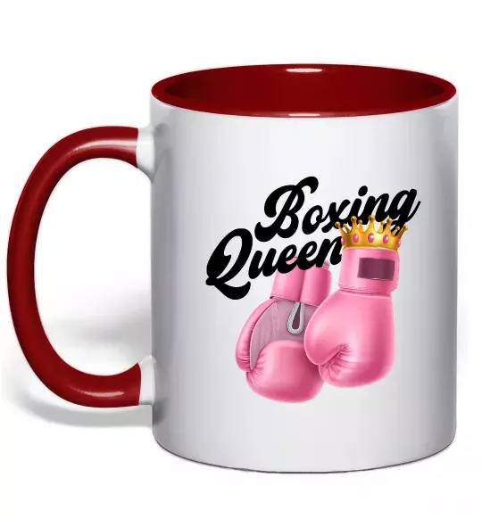 Чашка с цветной ручкой Boxing queen Красный фото