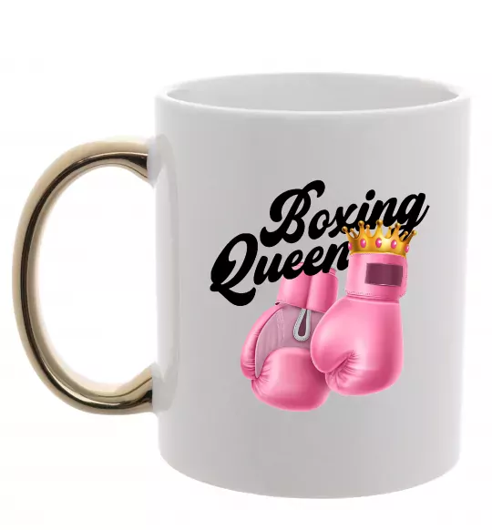 Чашка с цветной ручкой Boxing queen Золото фото