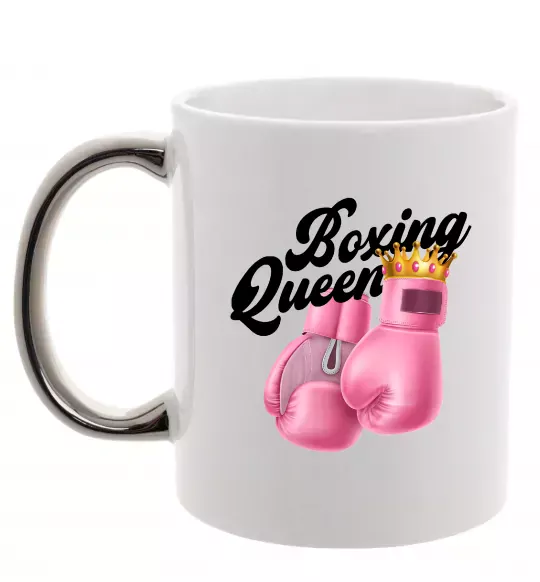Чашка с цветной ручкой Boxing queen Серебро фото