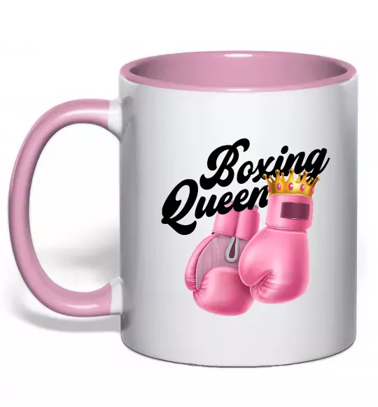 Чашка с цветной ручкой Boxing queen Нежно розовый фото