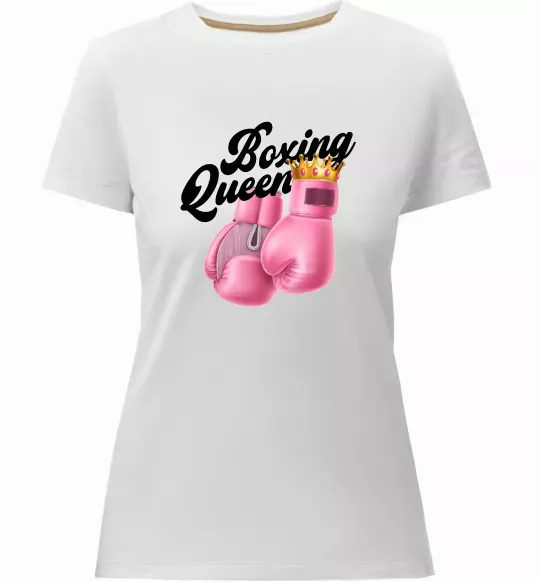 Жіноча преміум футболка Boxing queen Білий фото