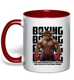 Чашка з кольоровою ручкою Boxing minotaur Чашка з кольоровою ручкою Boxing minotaur