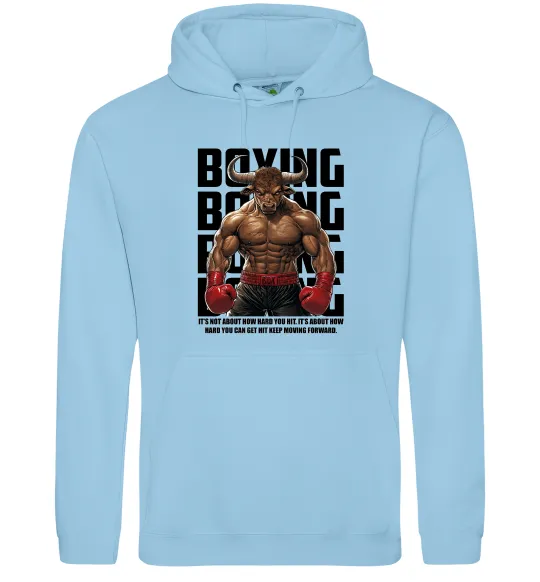 Мужская толстовка (худи) Boxing minotaur Голубой фото