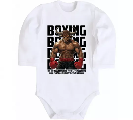 Дитячий бодік Boxing minotaur Білий фото