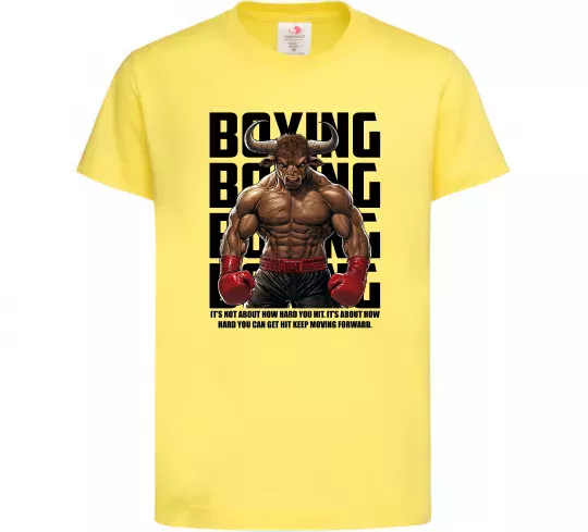 Детская футболка Boxing minotaur Лимонный фото
