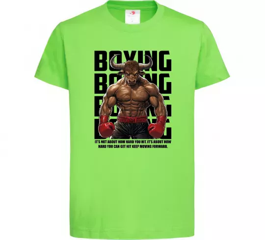 Детская футболка Boxing minotaur Лаймовый фото