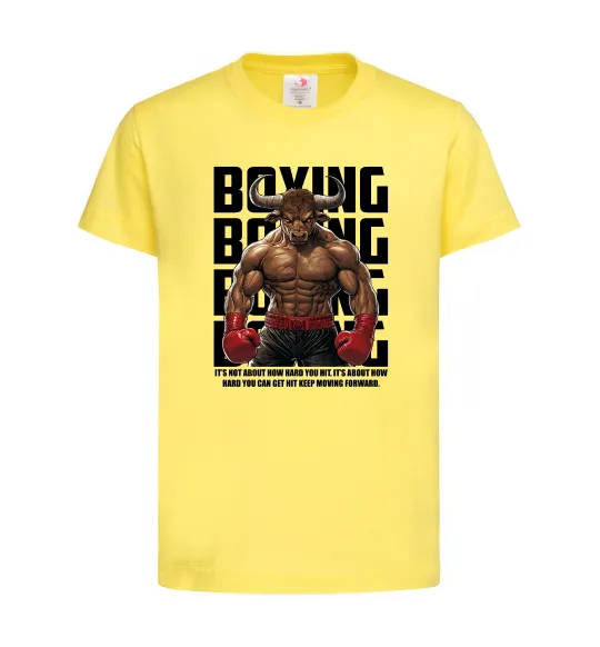 Детская футболка Boxing minotaur Лимонный фото