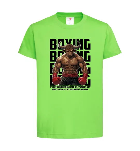 Детская футболка Boxing minotaur Лаймовый фото