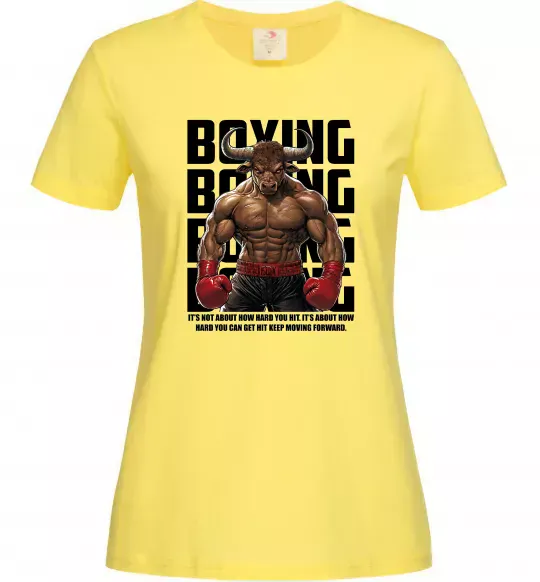Женская футболка Boxing minotaur Лимонный фото