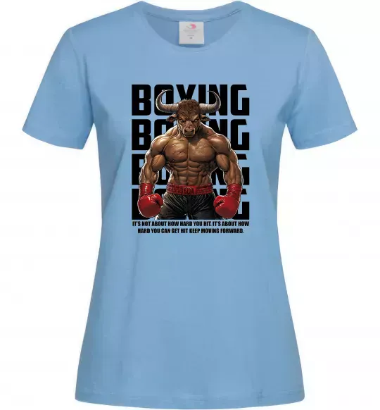 Женская футболка Boxing minotaur Голубой фото
