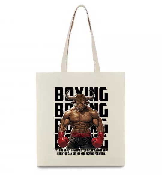 Еко-сумка Boxing minotaur Бежевий фото