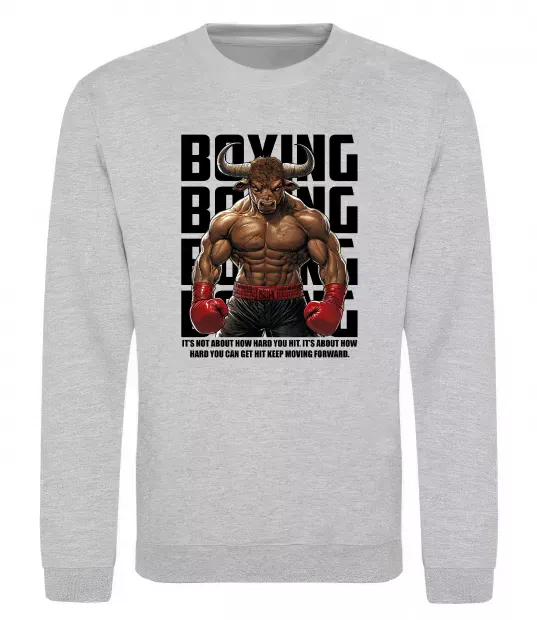 Свитшот Boxing minotaur Серый меланж фото