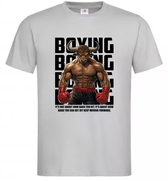 Мужская футболка Boxing minotaur Серый фото