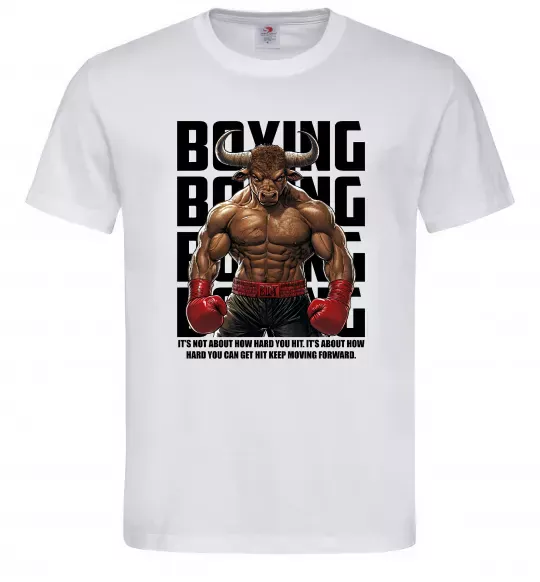 Мужская футболка Boxing minotaur Белый фото