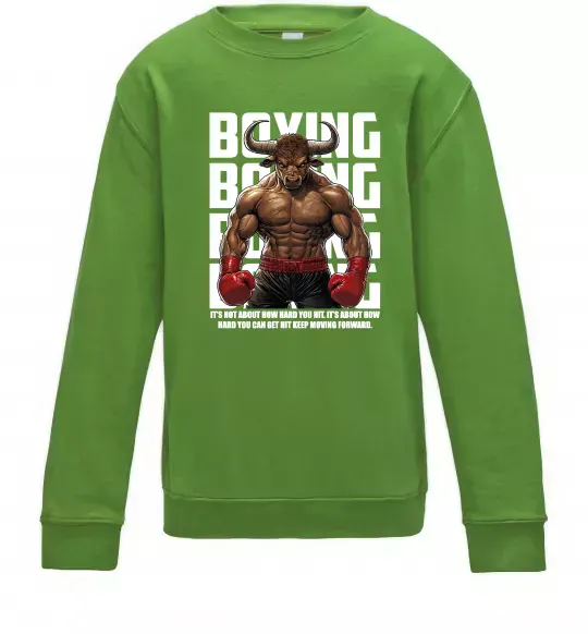 Дитячий світшот Boxing minotaur Лаймовий фото