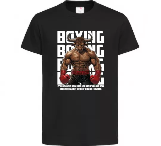 Детская футболка Boxing minotaur Черный фото
