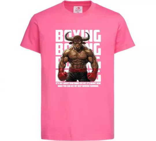 Детская футболка Boxing minotaur Ярко-розовый фото
