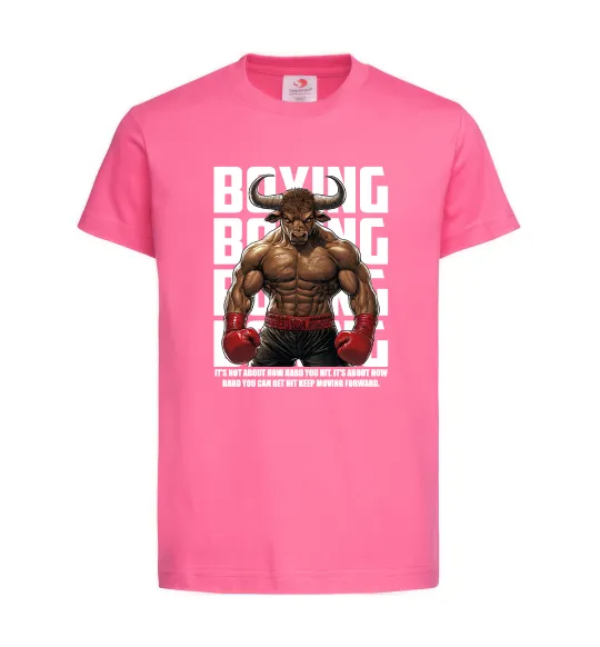 Детская футболка Boxing minotaur Ярко-розовый фото