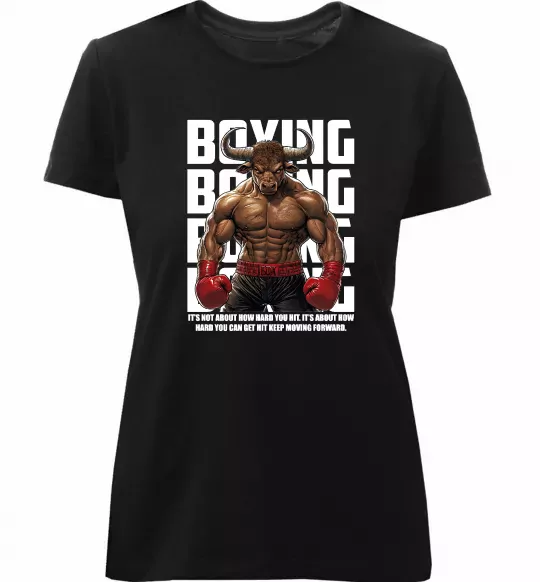 Жіноча преміум футболка Boxing minotaur Чорний фото