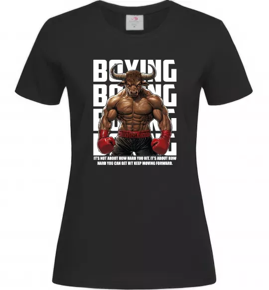 Женская футболка Boxing minotaur Черный фото