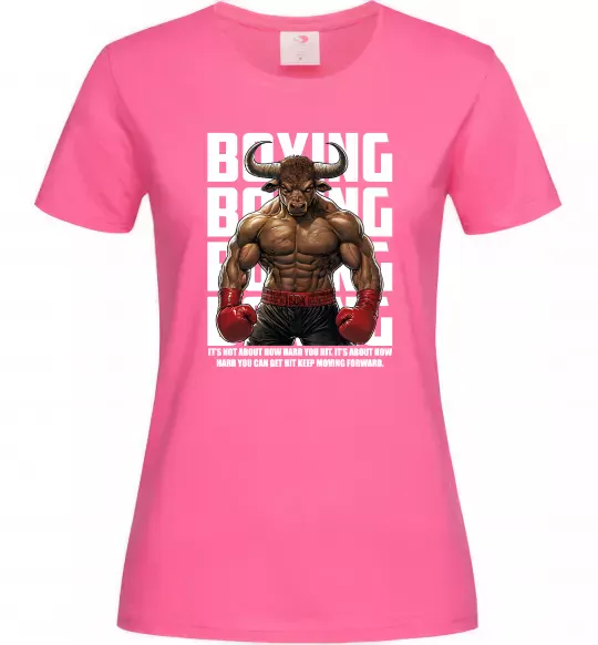 Женская футболка Boxing minotaur Ярко-розовый фото