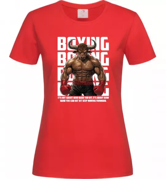 Женская футболка Boxing minotaur Красный фото