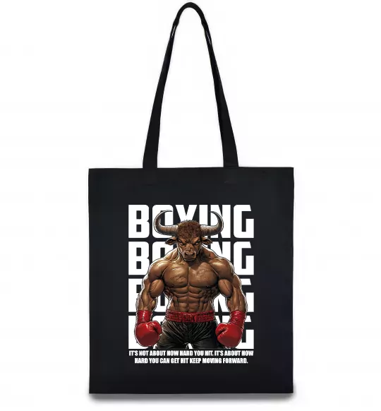 Еко-сумка Boxing minotaur Чорний фото