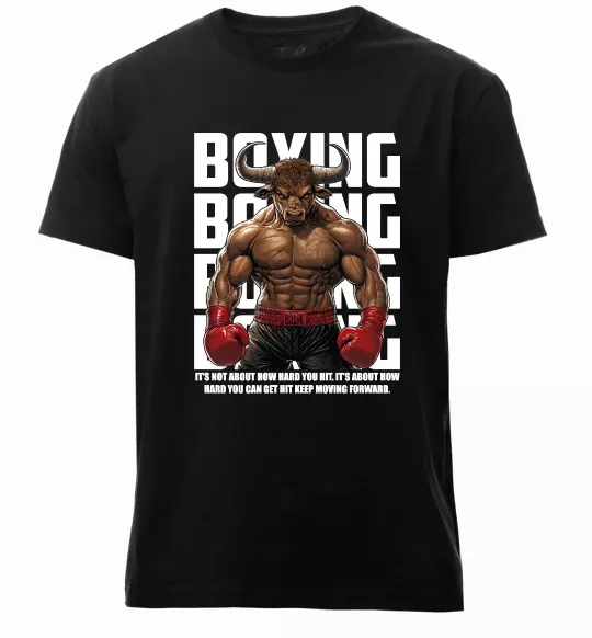 Чоловіча преміум футболка Boxing minotaur Чорний фото