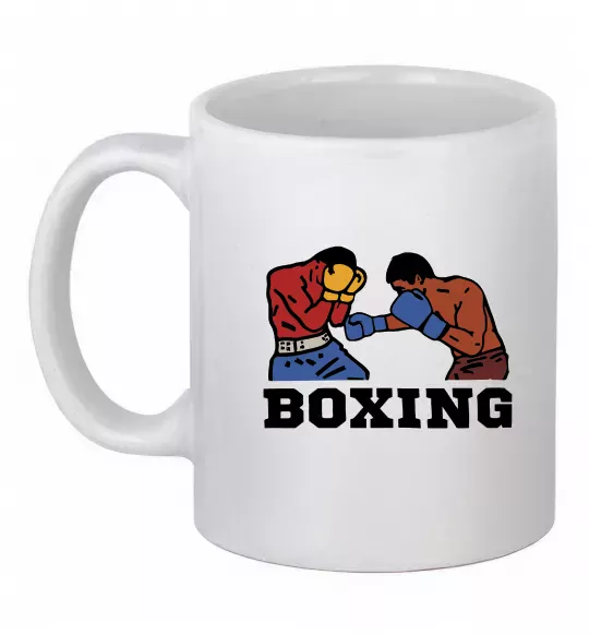Чашка керамическая Boxing men Белый фото