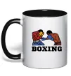 Чашка с цветной ручкой Boxing men Черный фото