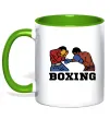 Чашка с цветной ручкой Boxing men Зеленый фото