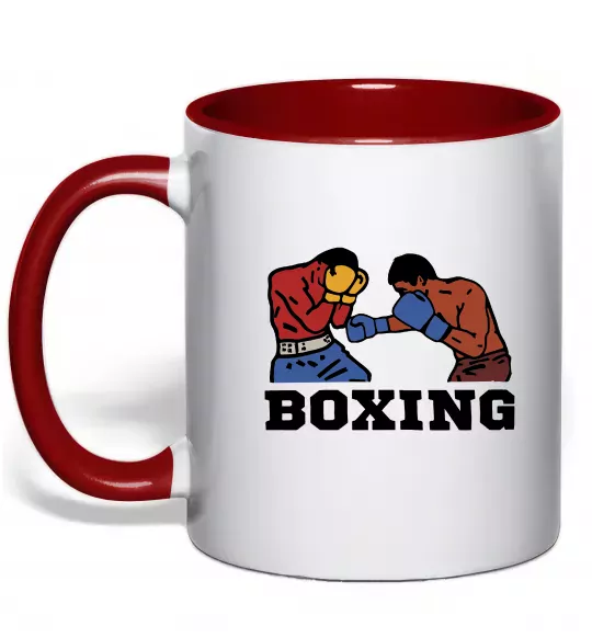 Чашка с цветной ручкой Boxing men Красный фото