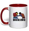 Чашка с цветной ручкой Boxing men Красный фото