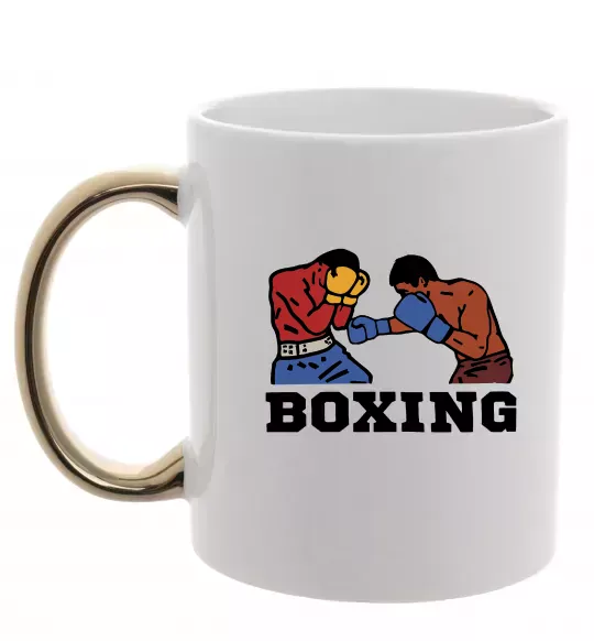 Чашка с цветной ручкой Boxing men Золото фото