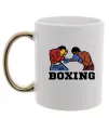 Чашка с цветной ручкой Boxing men Золото фото