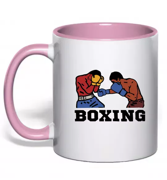 Чашка с цветной ручкой Boxing men Нежно розовый фото