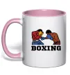 Чашка с цветной ручкой Boxing men Нежно розовый фото