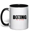 Чашка з кольоровою ручкою Boxing is life Чорний фото
