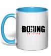 Чашка з кольоровою ручкою Boxing is life Блакитний фото