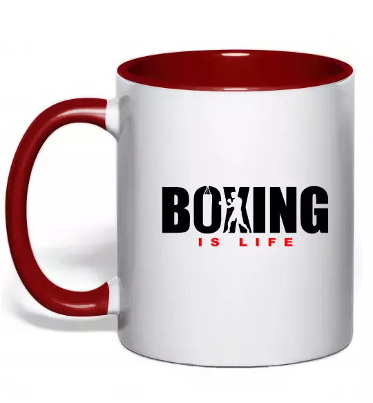 Чашка з кольоровою ручкою Boxing is life Червоний фото