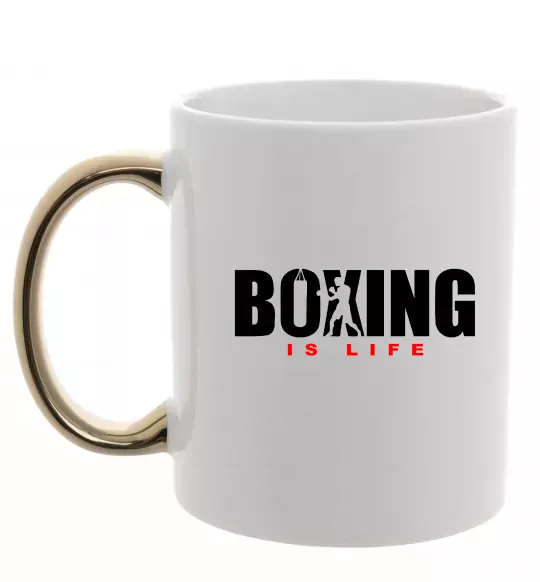 Чашка з кольоровою ручкою Boxing is life Золото фото