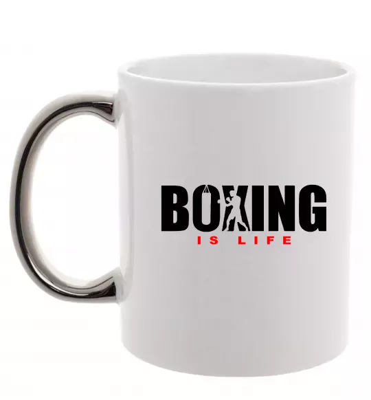 Чашка з кольоровою ручкою Boxing is life Срібло фото