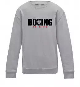 Дитячий світшот Boxing is life Сірий меланж фото