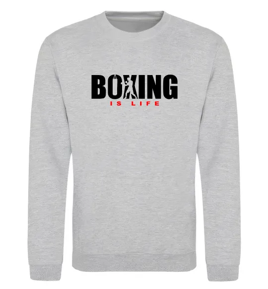Свитшот Boxing is life Серый меланж фото