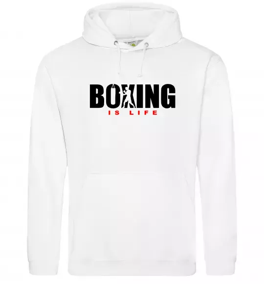 Мужская толстовка (худи) Boxing is life Белый фото